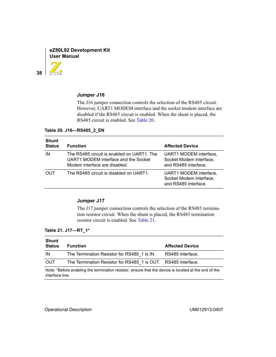 Zilog EZ80L92 User Manual | Page 42 / 86