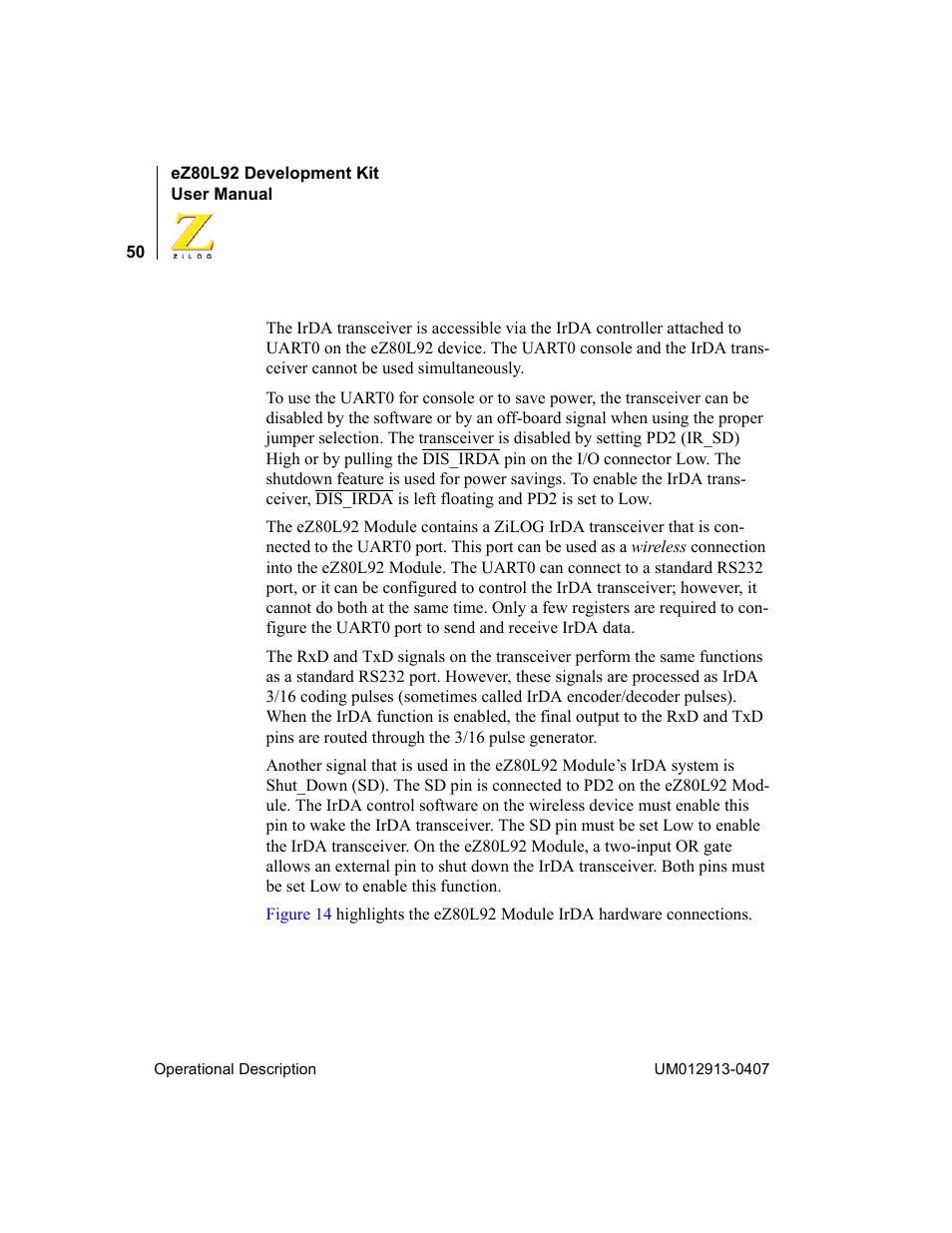 Zilog EZ80L92 User Manual | Page 54 / 86