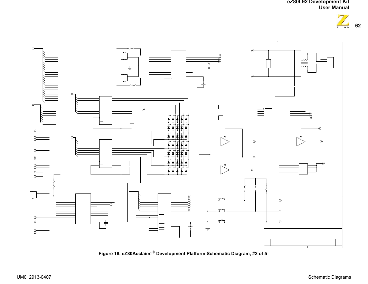 Figure 18. ez80acclaim, Development platform schematic diagram, #2 of 5 | Zilog EZ80L92 User Manual | Page 66 / 86