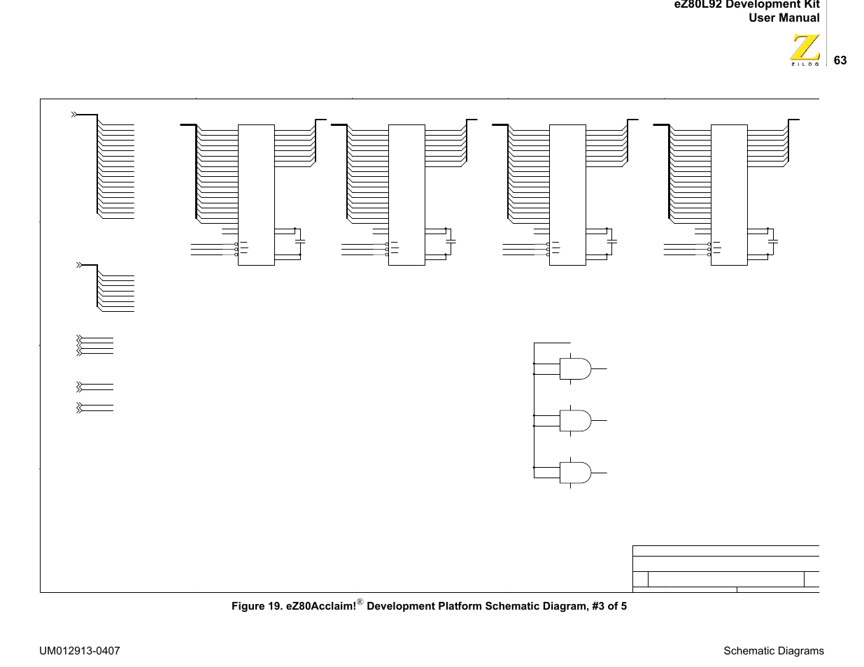 Figure 19. ez80acclaim, Development platform schematic diagram, #3 of 5 | Zilog EZ80L92 User Manual | Page 67 / 86