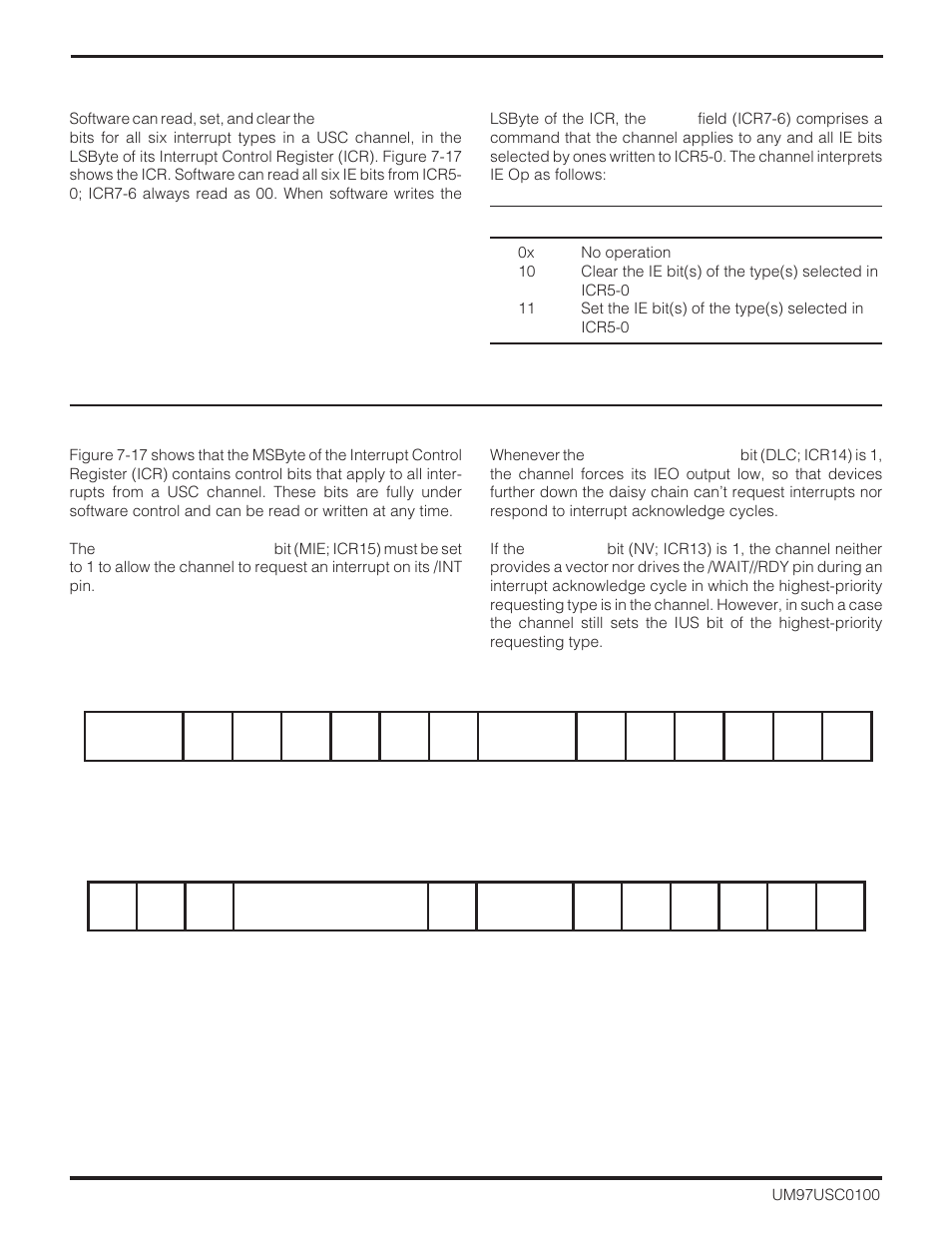 14 channel interrupt options, 13 interrupt enable bits | Zilog Z16C30 User Manual | Page 150 / 208