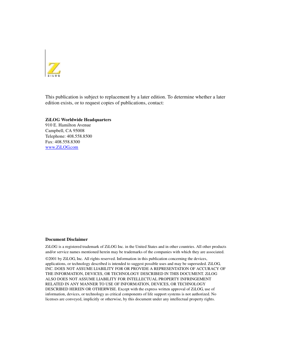 Zilog Z16C30 User Manual | Page 2 / 208