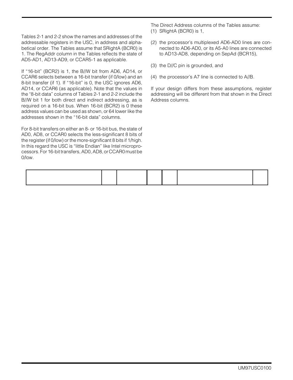 5 about the register address tables | Zilog Z16C30 User Manual | Page 36 / 208