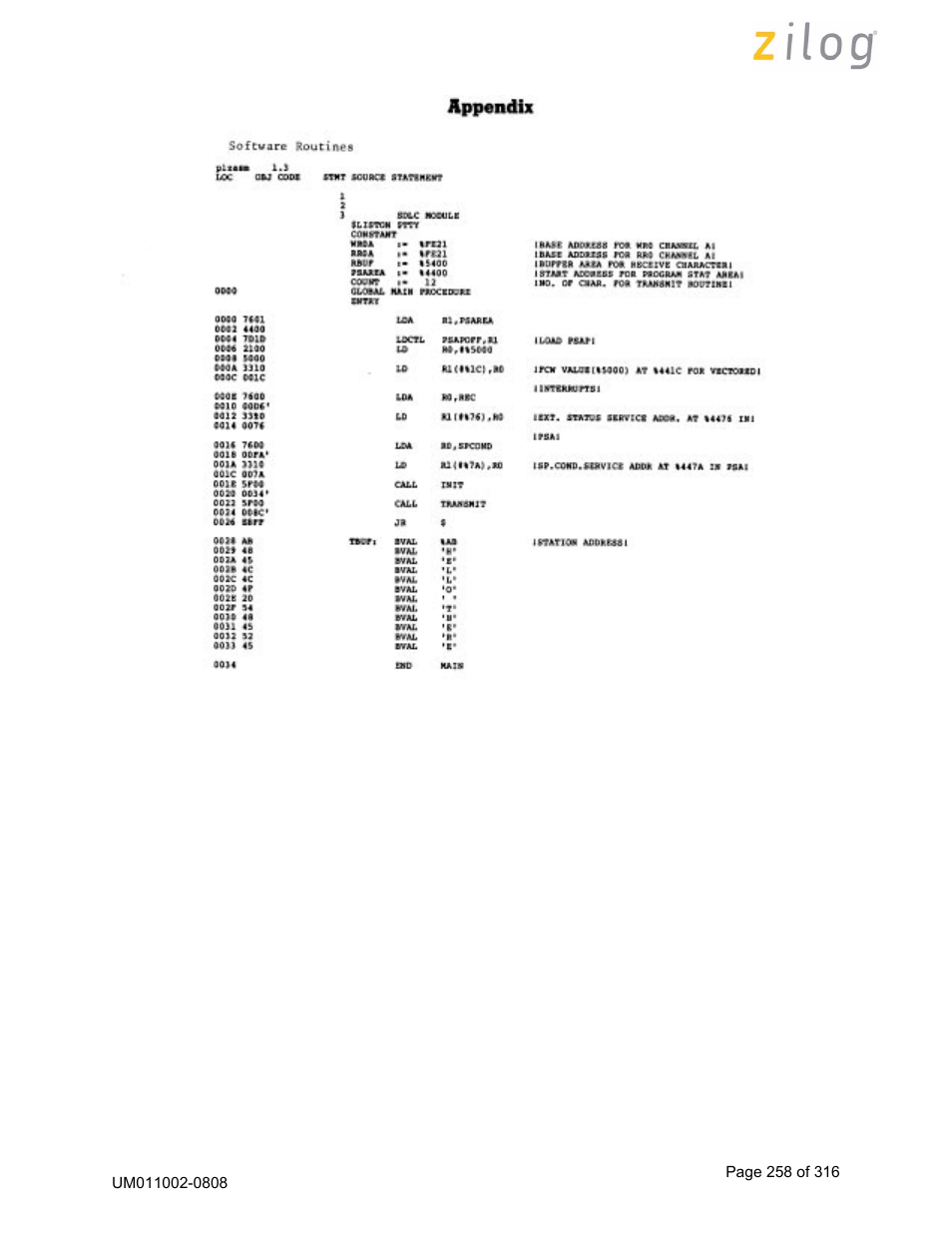 Zilog Z16C35 User Manual | Page 264 / 322
