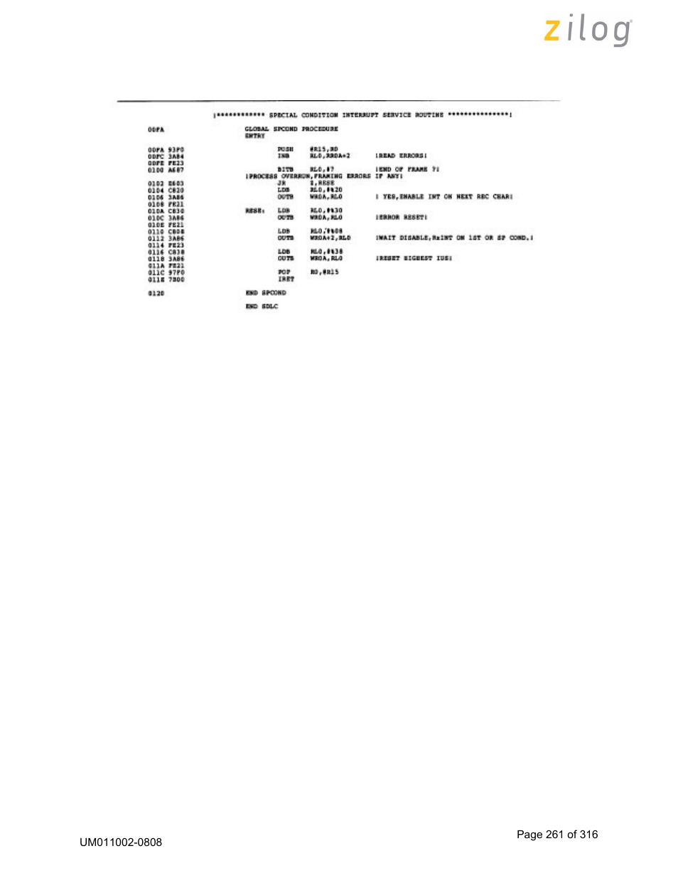 Zilog Z16C35 User Manual | Page 267 / 322
