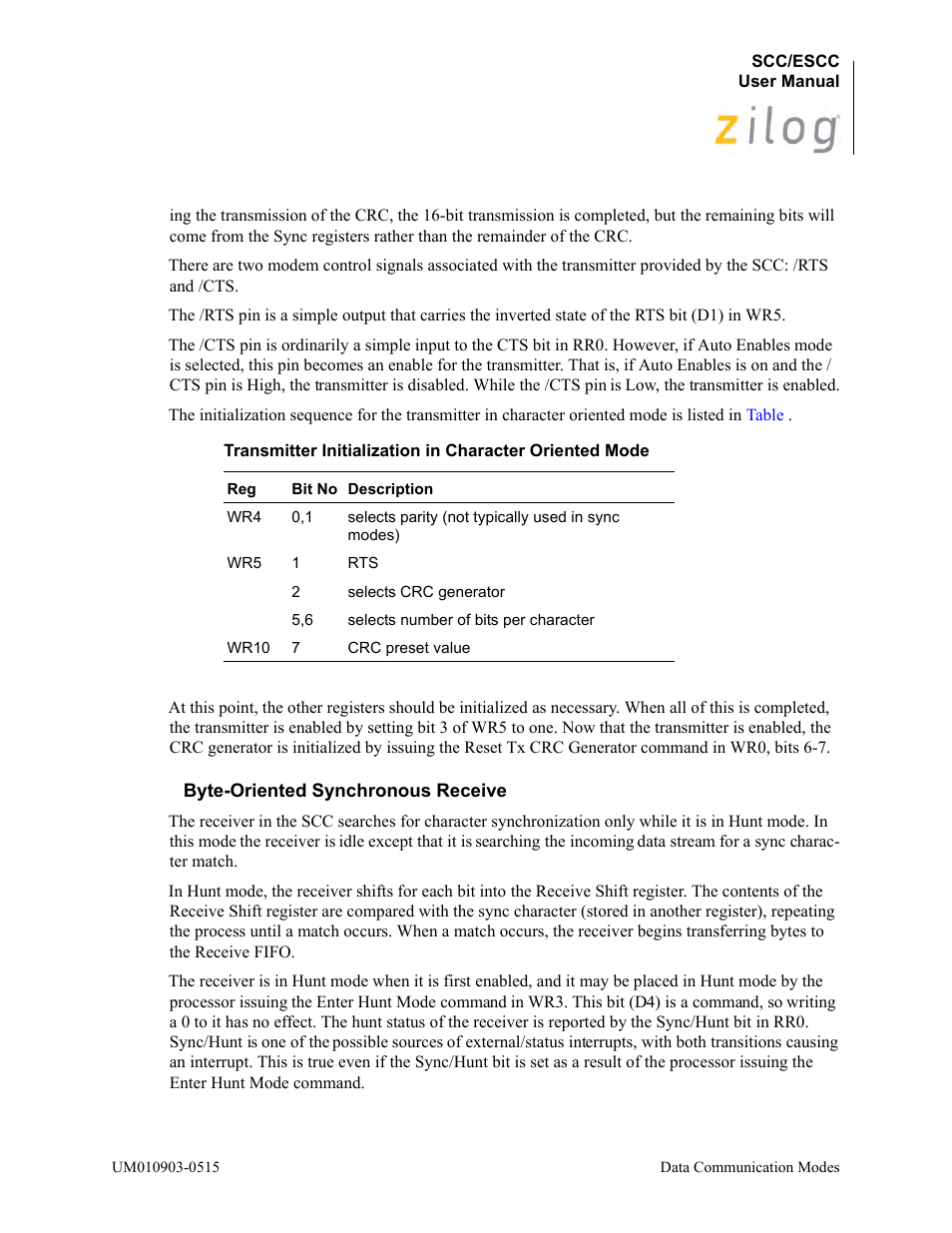Byte-oriented synchronous receive | Zilog Z80230 User Manual | Page 110 / 394