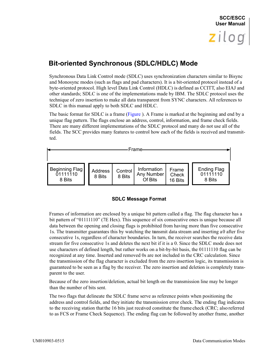 Bit-oriented synchronous (sdlc/hdlc) mode | Zilog Z80230 User Manual | Page 120 / 394