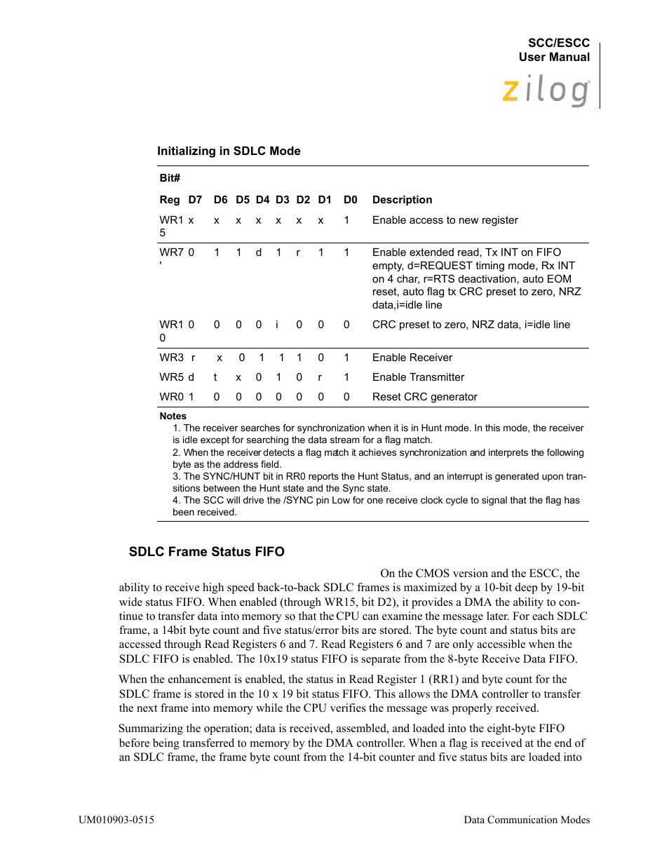 Sdlc frame status fifo, Unctionality of rr6 and rr7. see, 126 for more details | Condition only” is used. see, Sdlc, Frame status fifo | Zilog Z80230 User Manual | Page 133 / 394