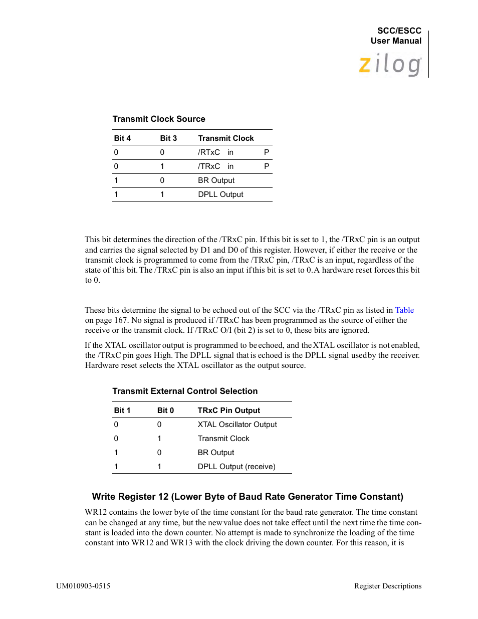 T clock as listed in, Table | Zilog Z80230 User Manual | Page 174 / 394