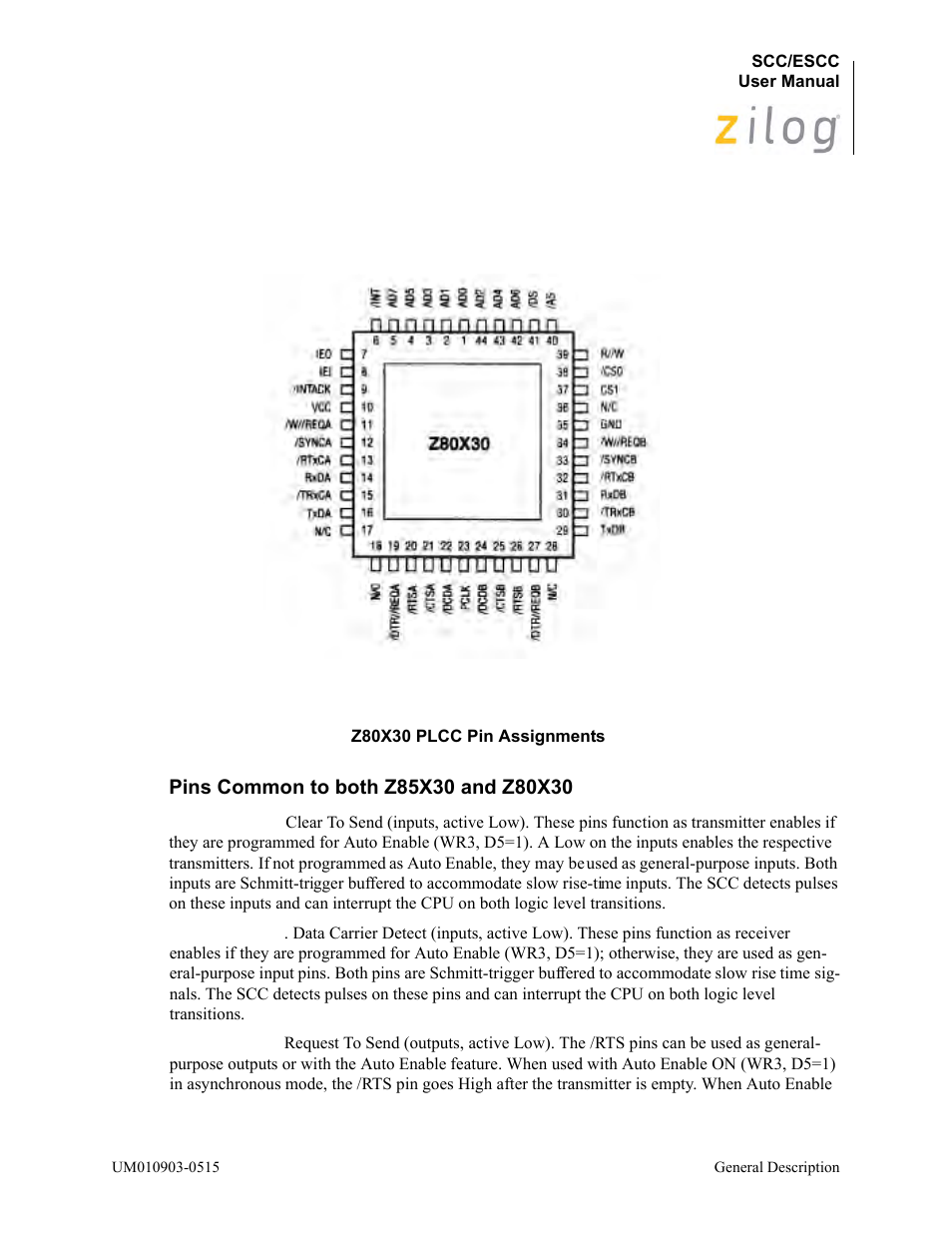 Pins common to both z85x30 and z80x30, Figure | Zilog Z80230 User Manual | Page 20 / 394