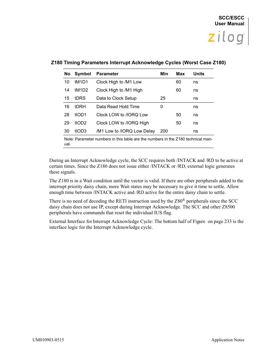 D table | Zilog Z80230 User Manual | Page 239 / 394