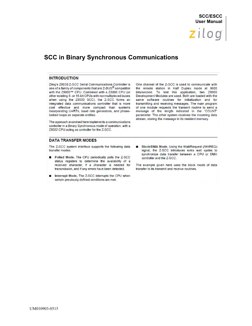 Scc in binary synchronous communications | Zilog Z80230 User Manual | Page 282 / 394