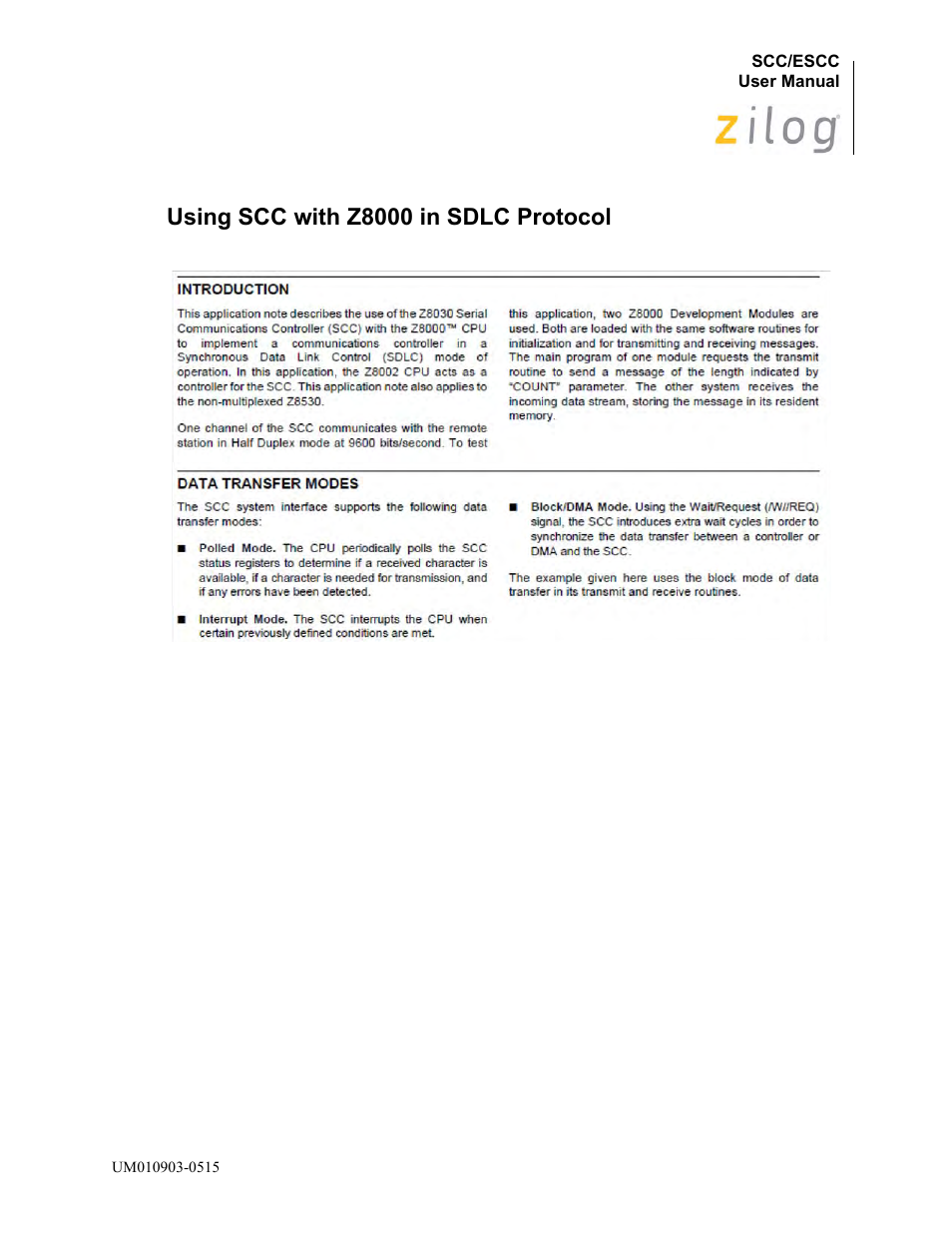 Using scc with z8000 in sdlc protocol | Zilog Z80230 User Manual | Page 307 / 394