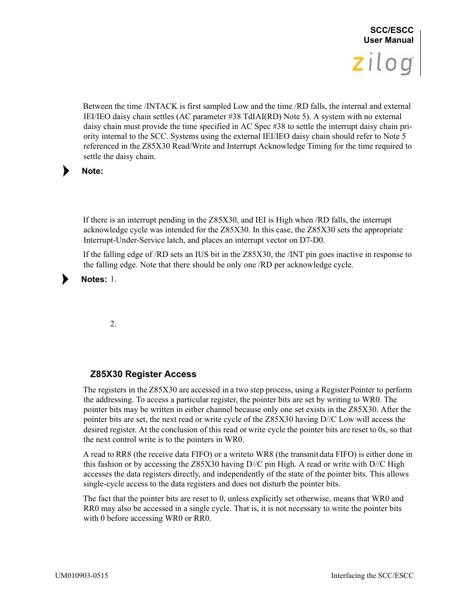 Z85x30 register access | Zilog Z80230 User Manual | Page 37 / 394
