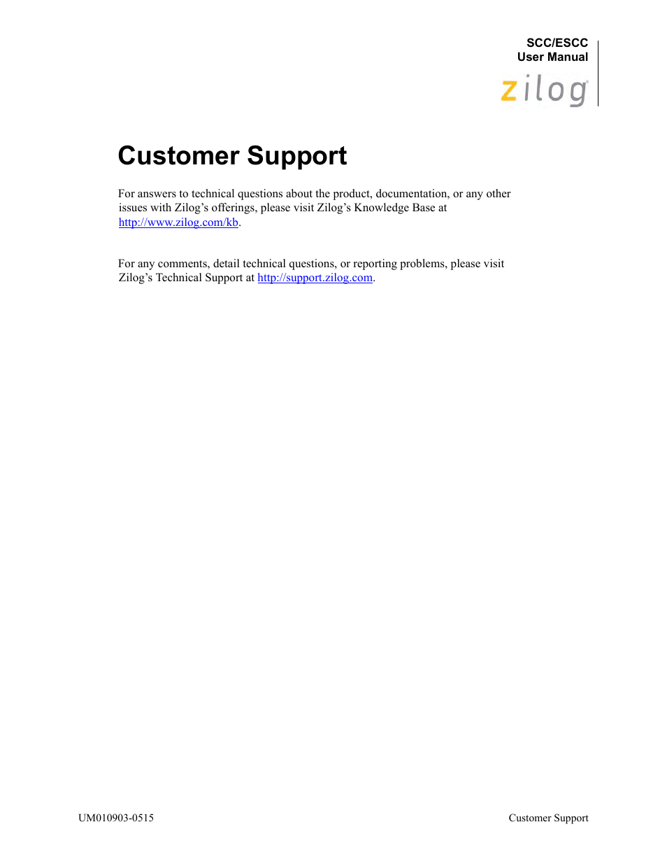 Customer support | Zilog Z80230 User Manual | Page 394 / 394