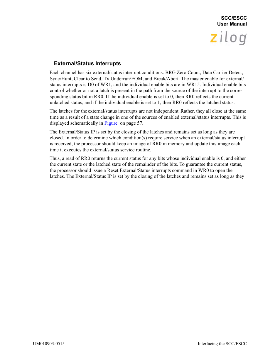 External/status interrupts | Zilog Z80230 User Manual | Page 63 / 394