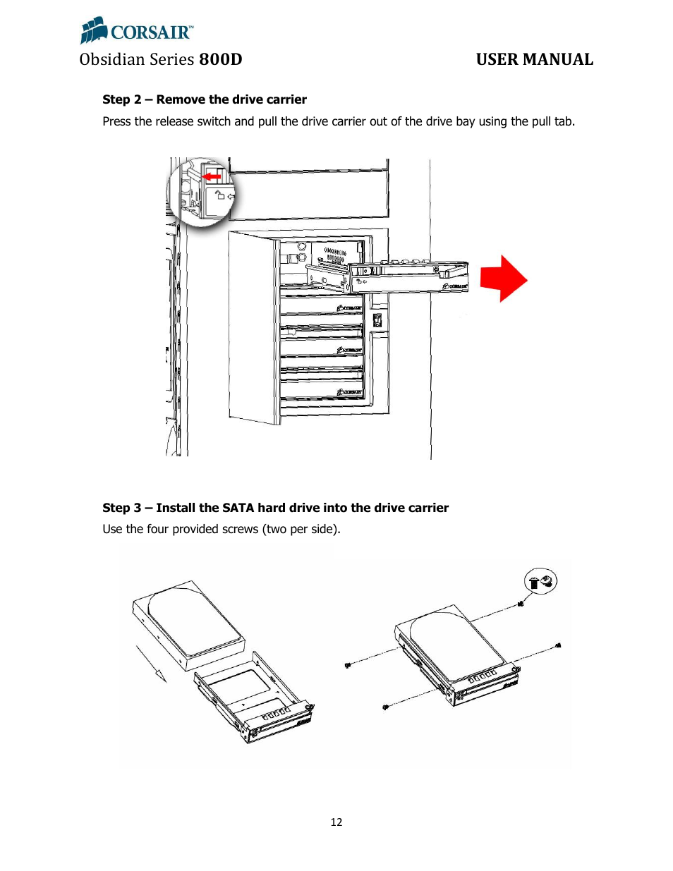 Obsidian series 800d user manual | Corsair Obsidian 800D User Manual | Page 12 / 27