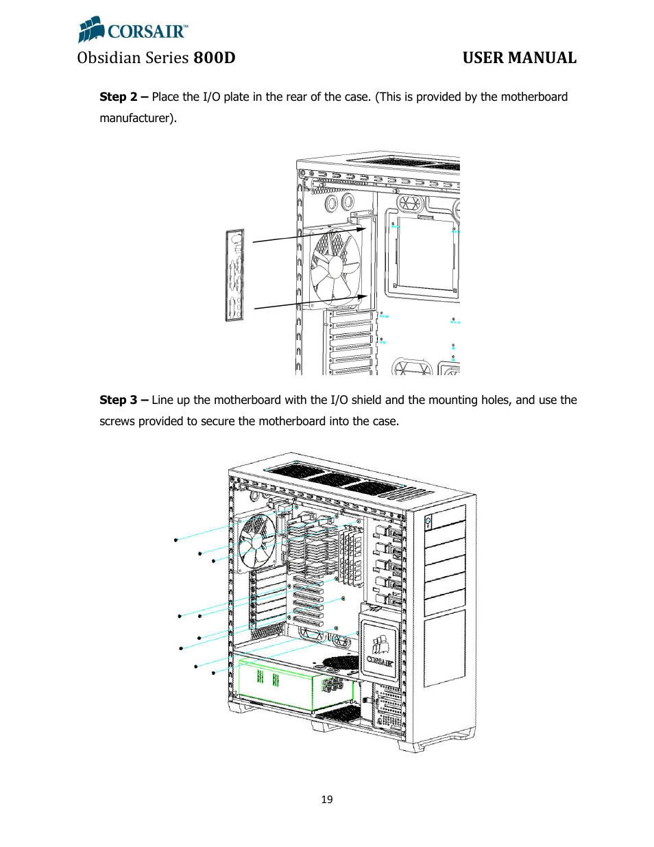 Obsidian series 800d user manual | Corsair Obsidian 800D User Manual | Page 19 / 27