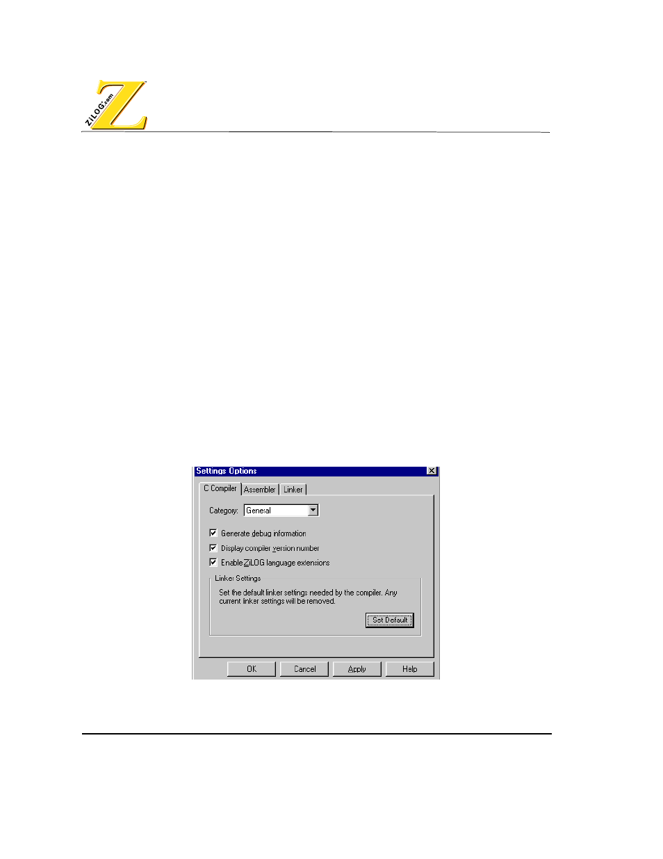 General configuration, Igure, Compiler | Eneral | Zilog Z80380 User Manual | Page 24 / 116