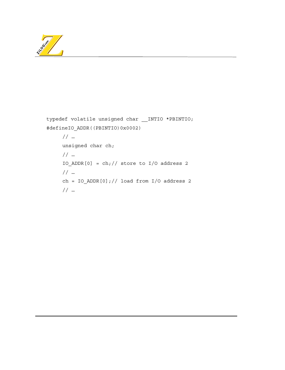 Acccesing i/o address space | Zilog Z80380 User Manual | Page 38 / 116