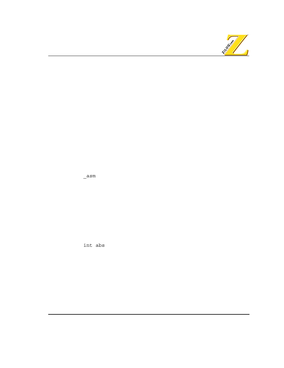 Library functions, Asm function, Abs function | Zilog Z80380 User Manual | Page 69 / 116