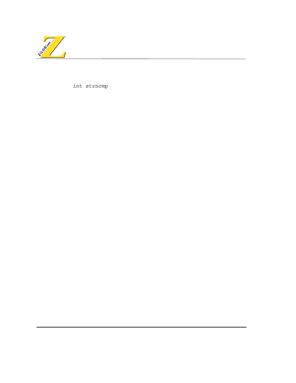 Strncmp function | Zilog Z80380 User Manual | Page 82 / 116