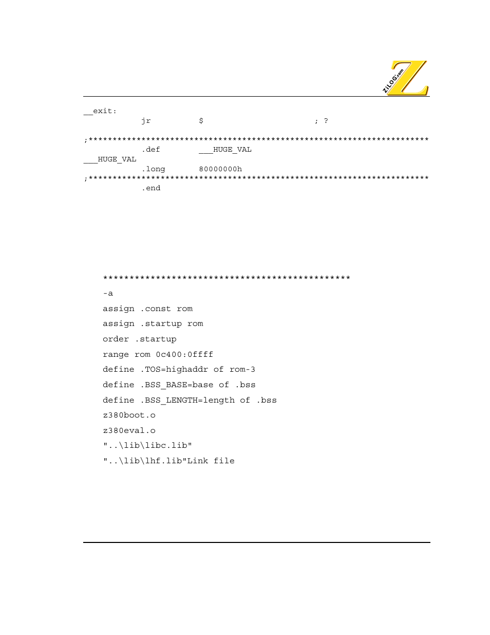 Link file, File | Zilog Z80380 User Manual | Page 93 / 116