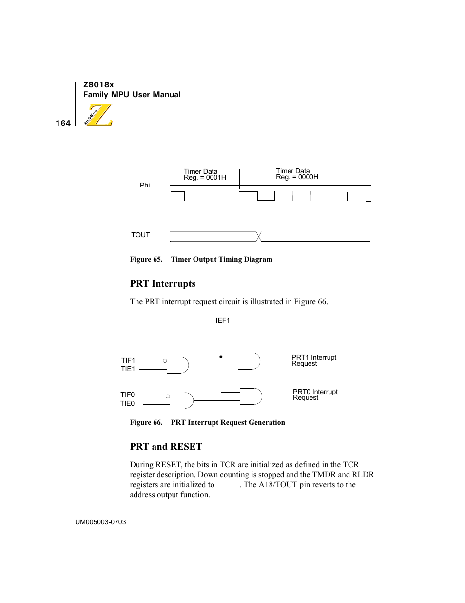 Prt interrupts, Prt and reset | Zilog Z80180 User Manual | Page 179 / 326