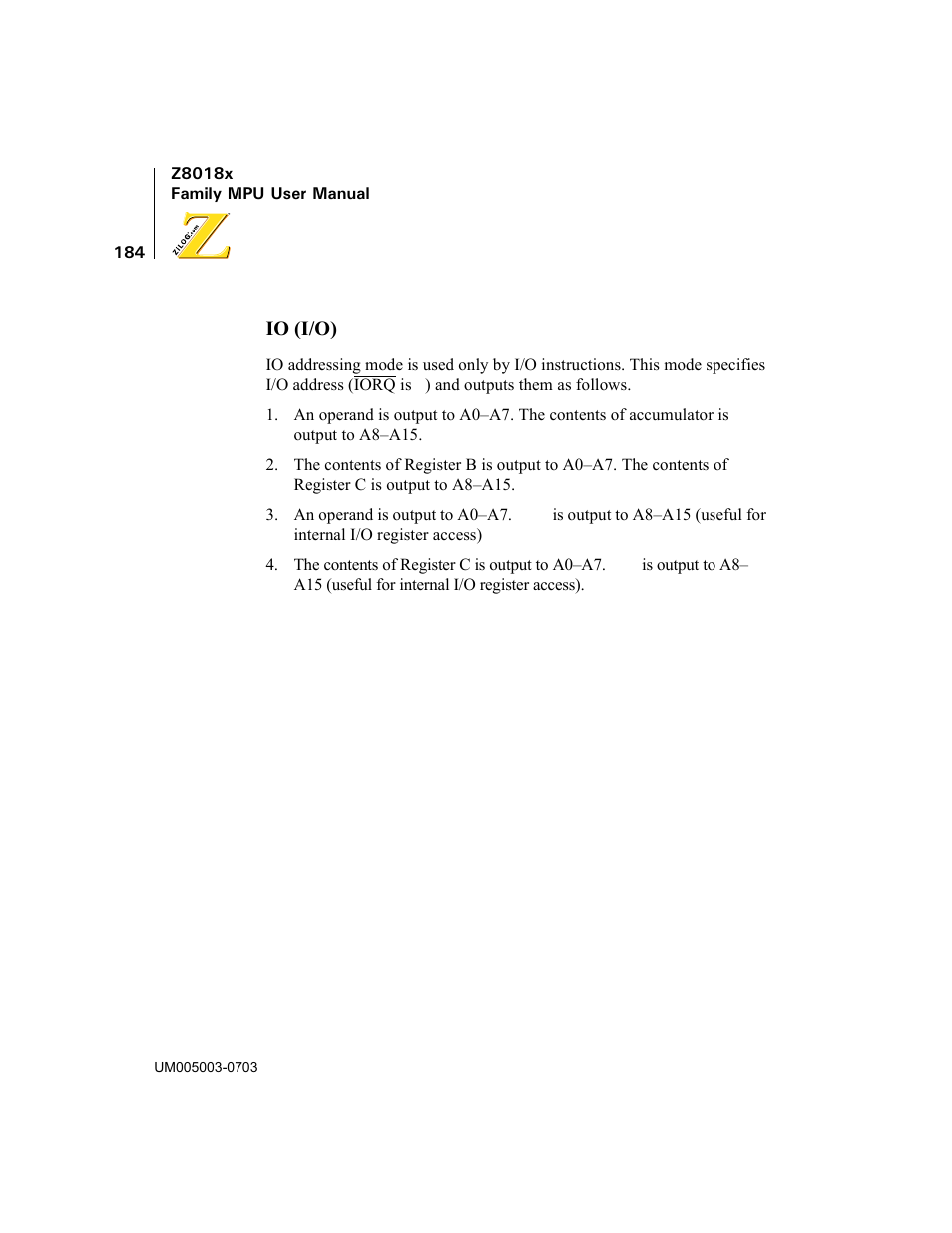 Zilog Z80180 User Manual | Page 199 / 326