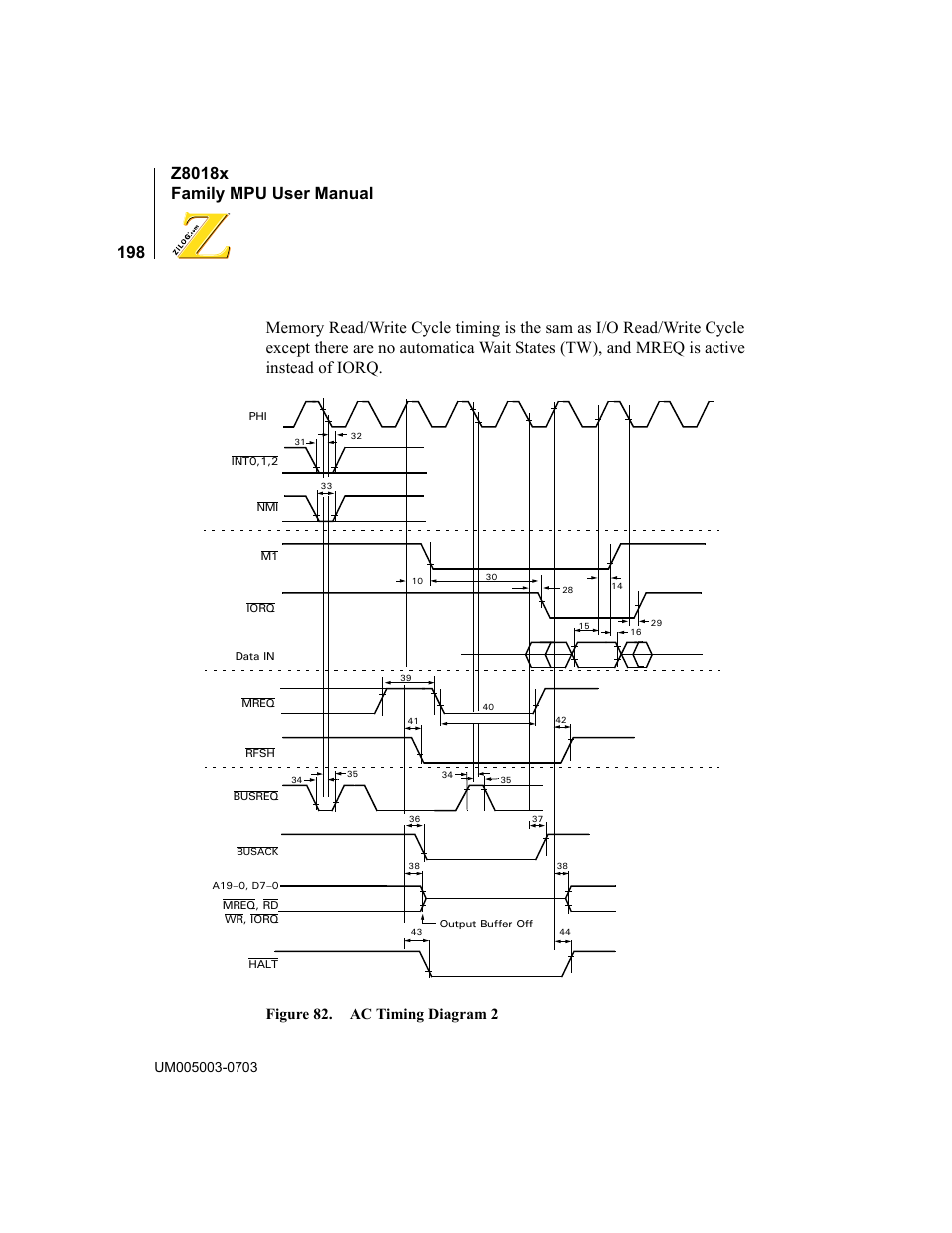Figure 82. ac timing diagram 2 | Zilog Z80180 User Manual | Page 214 / 326