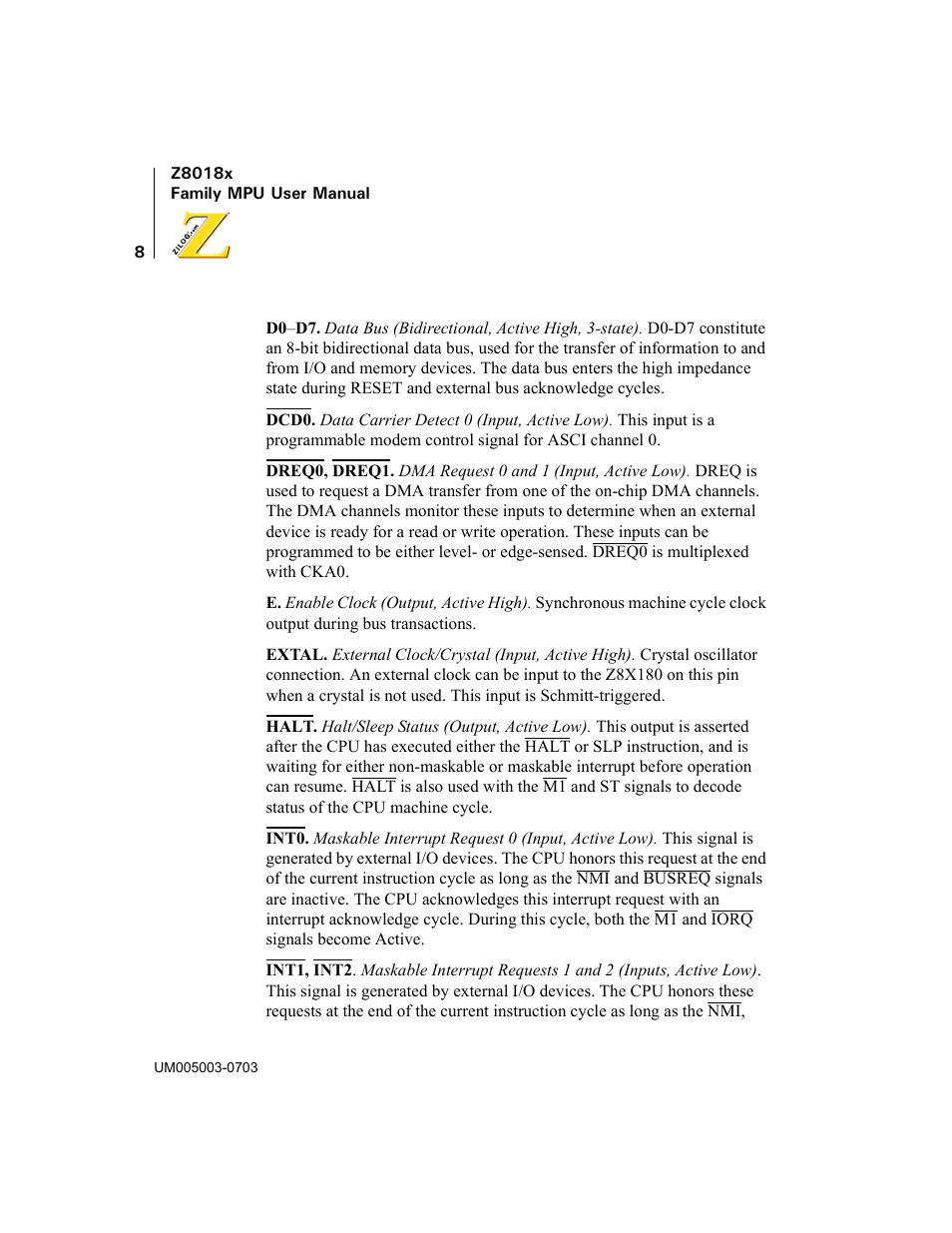 Zilog Z80180 User Manual | Page 23 / 326
