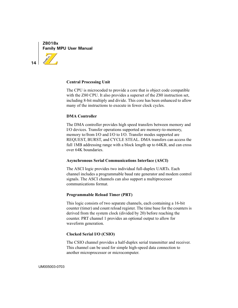 Zilog Z80180 User Manual | Page 29 / 326