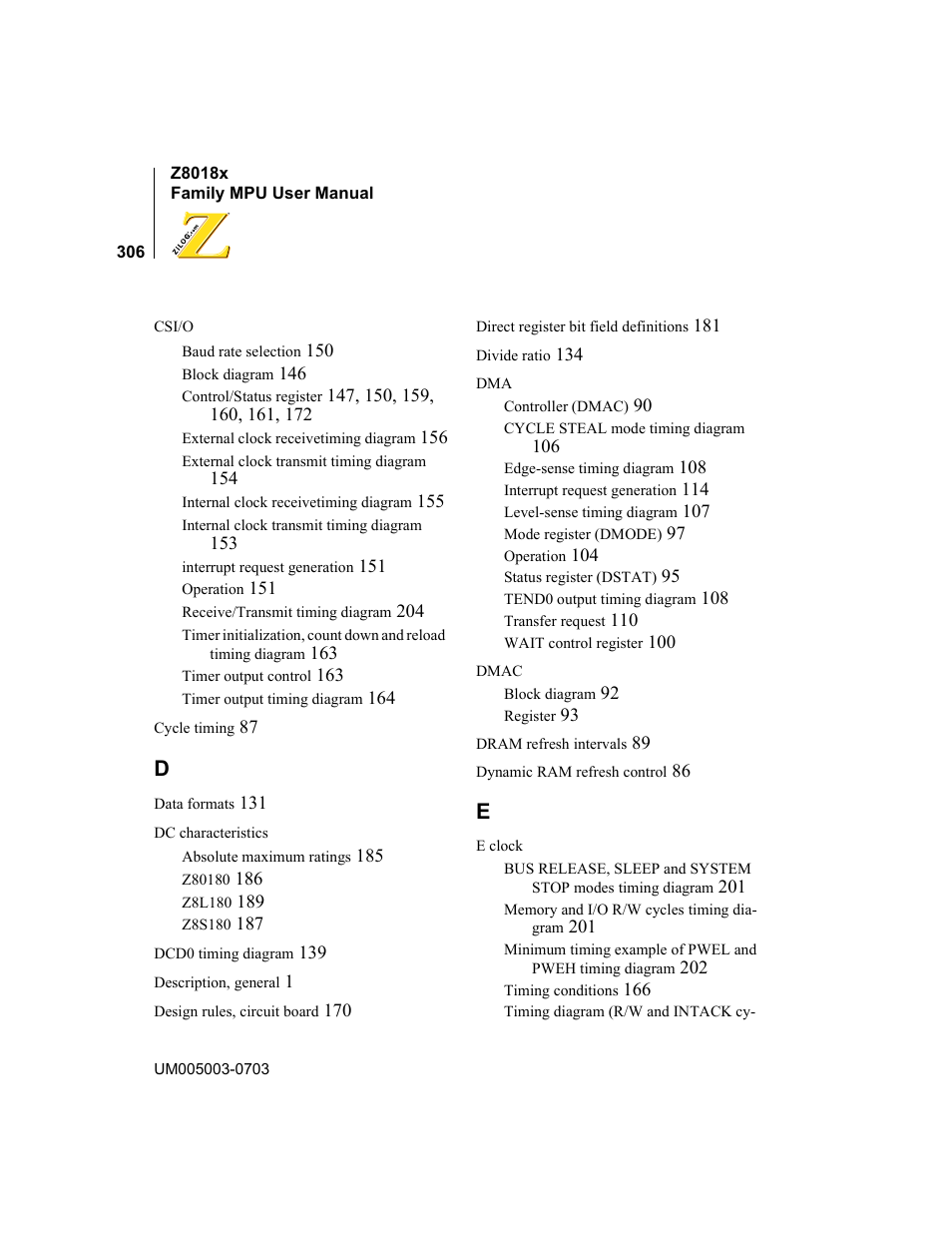 Zilog Z80180 User Manual | Page 322 / 326