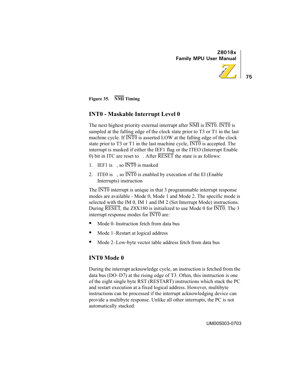 Figure 35. nmi timing | Zilog Z80180 User Manual | Page 90 / 326