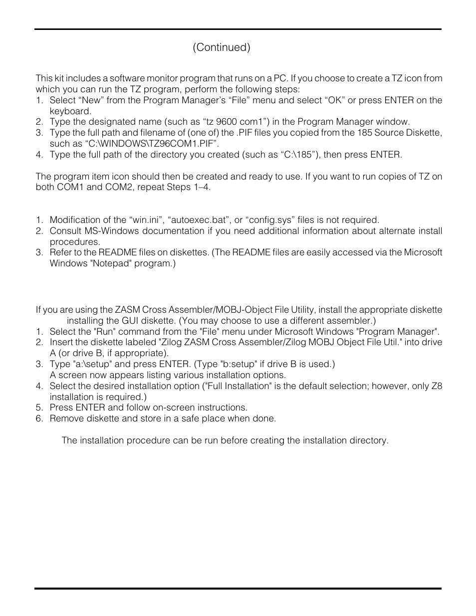 Installing the software (continued) | Zilog Z80195 User Manual | Page 10 / 47