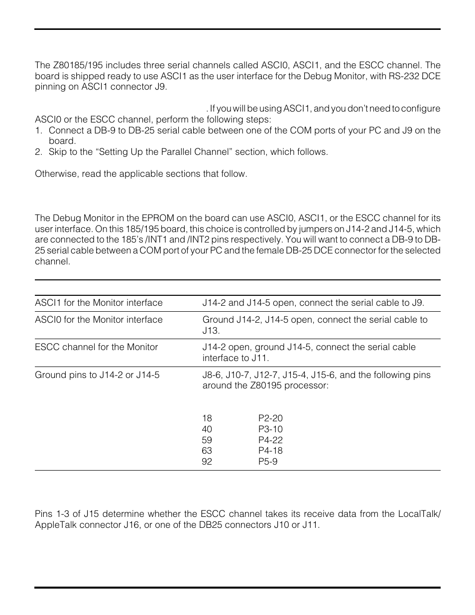 Setting up the serial channels | Zilog Z80195 User Manual | Page 11 / 47