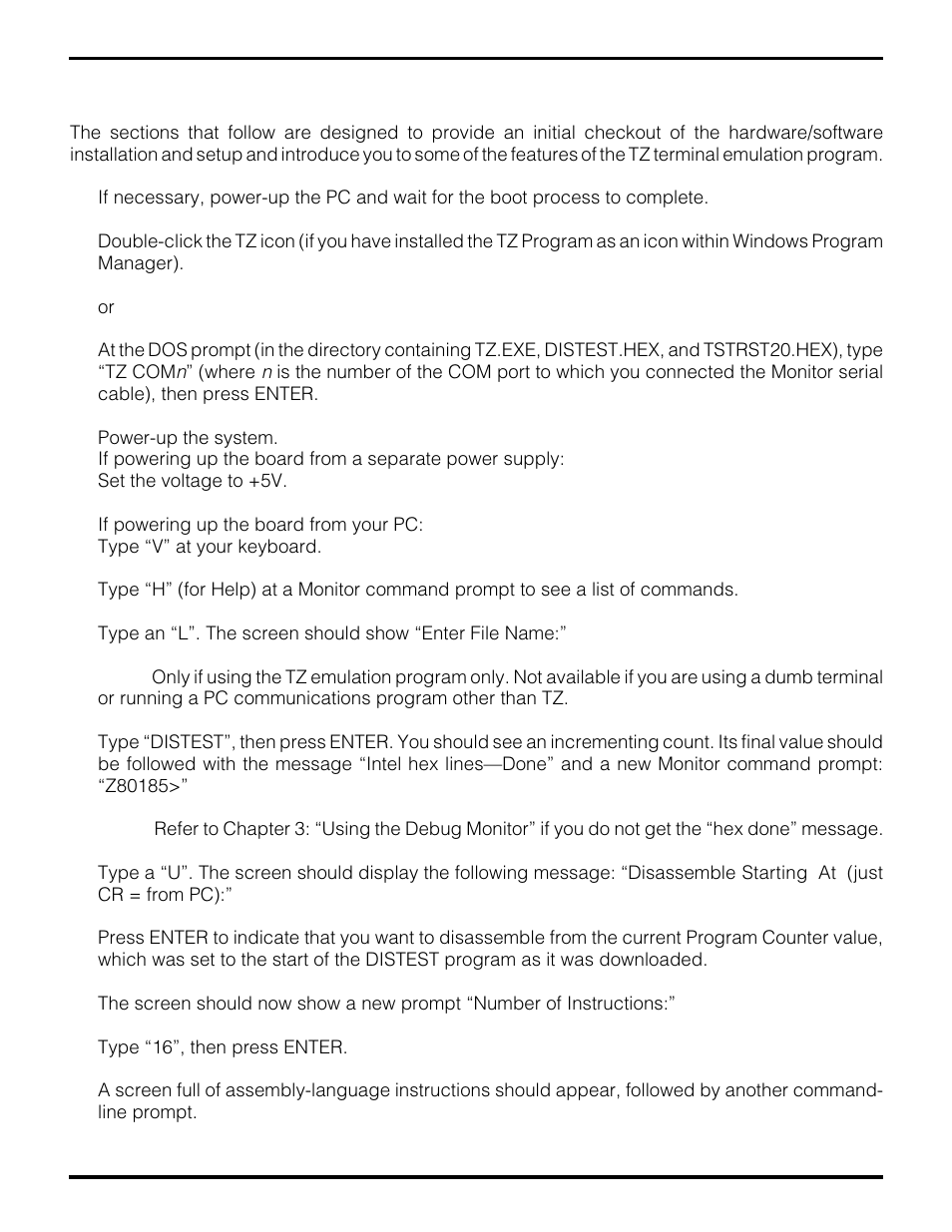 Initial checkout/sample session | Zilog Z80195 User Manual | Page 19 / 47