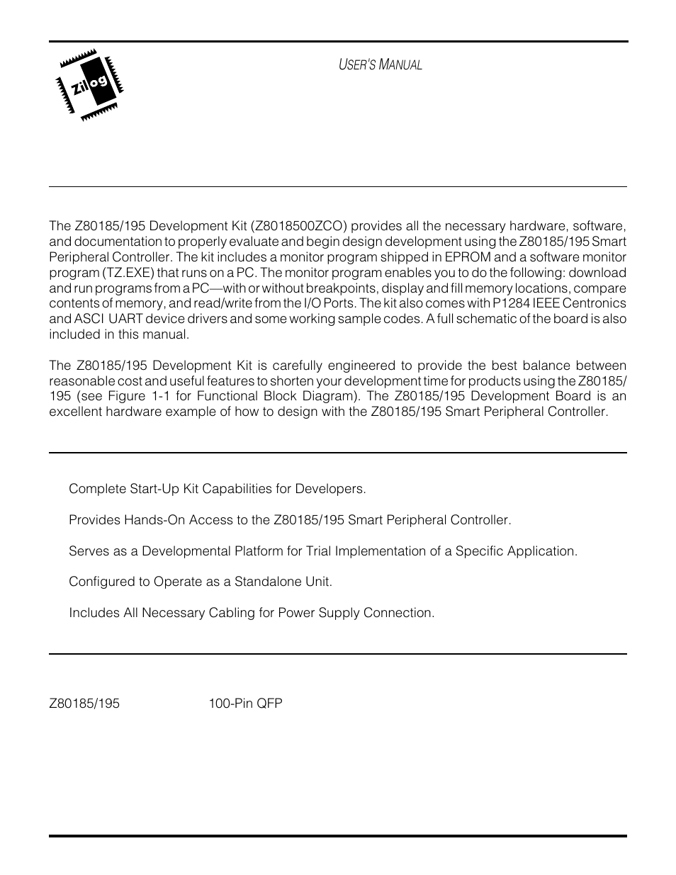 Hapter | Zilog Z80195 User Manual | Page 5 / 47