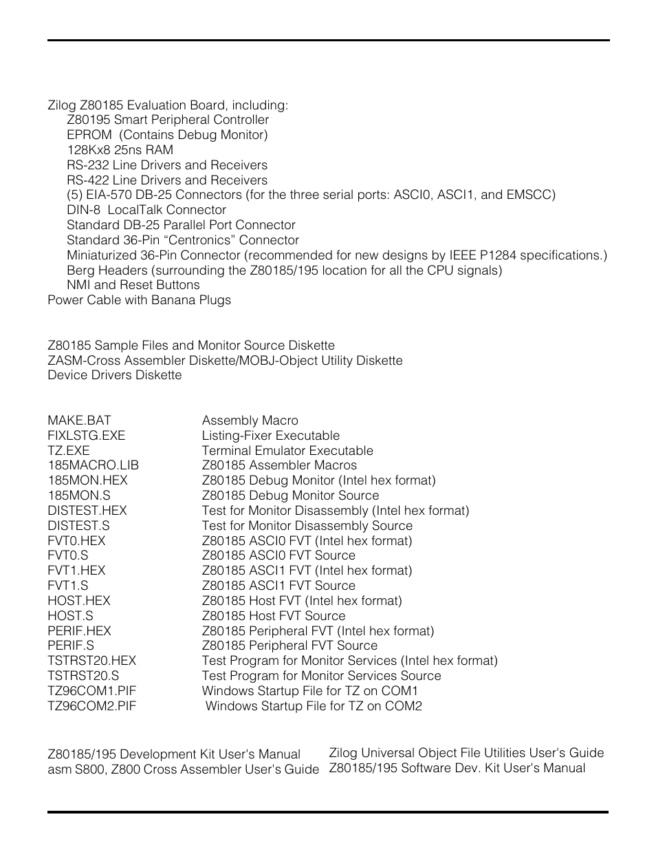 Support products package contents | Zilog Z80195 User Manual | Page 7 / 47