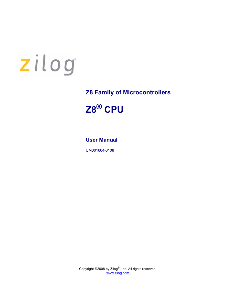 Zilog Z86193 User Manual | 260 pages