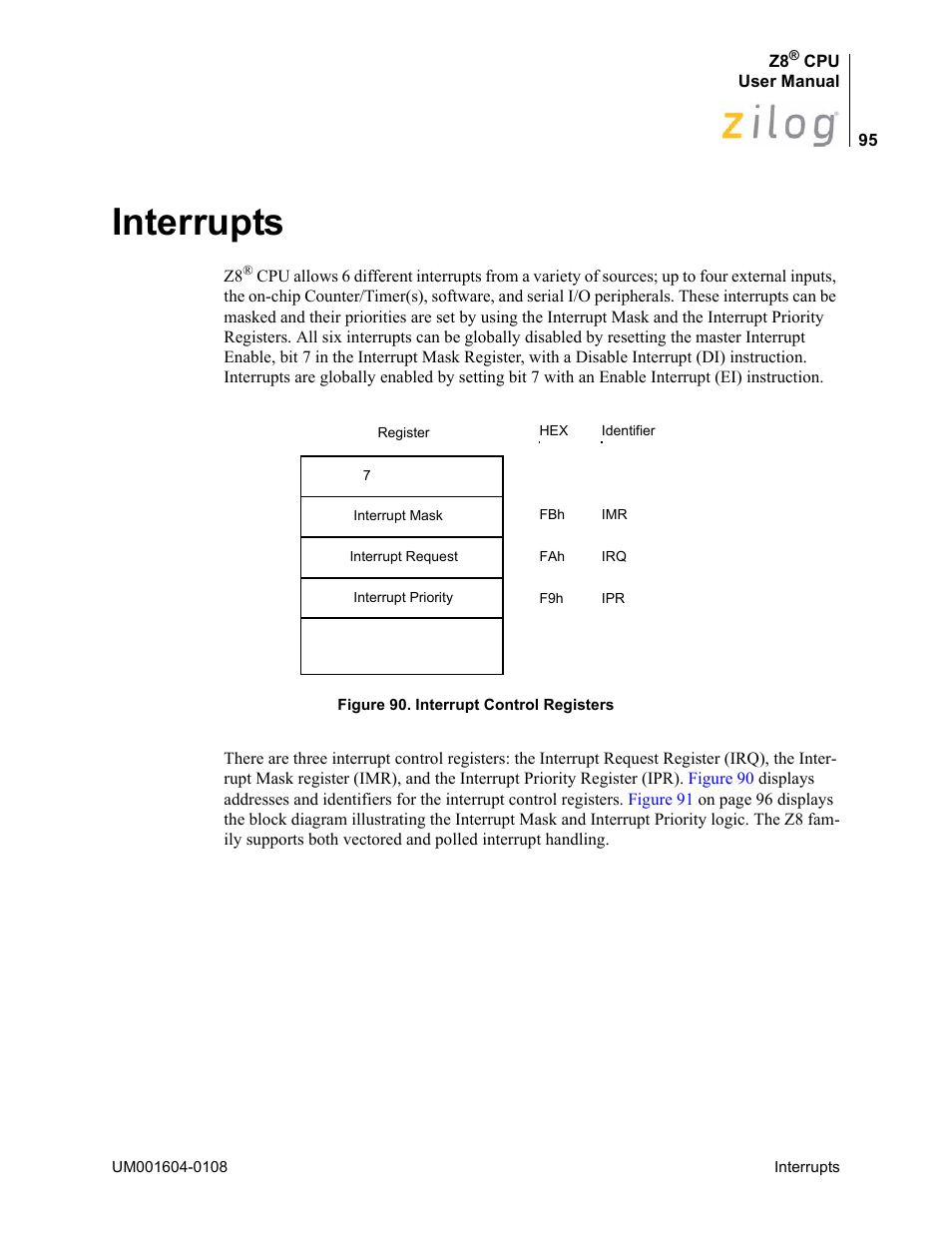 Interrupts | Zilog Z86193 User Manual | Page 102 / 260