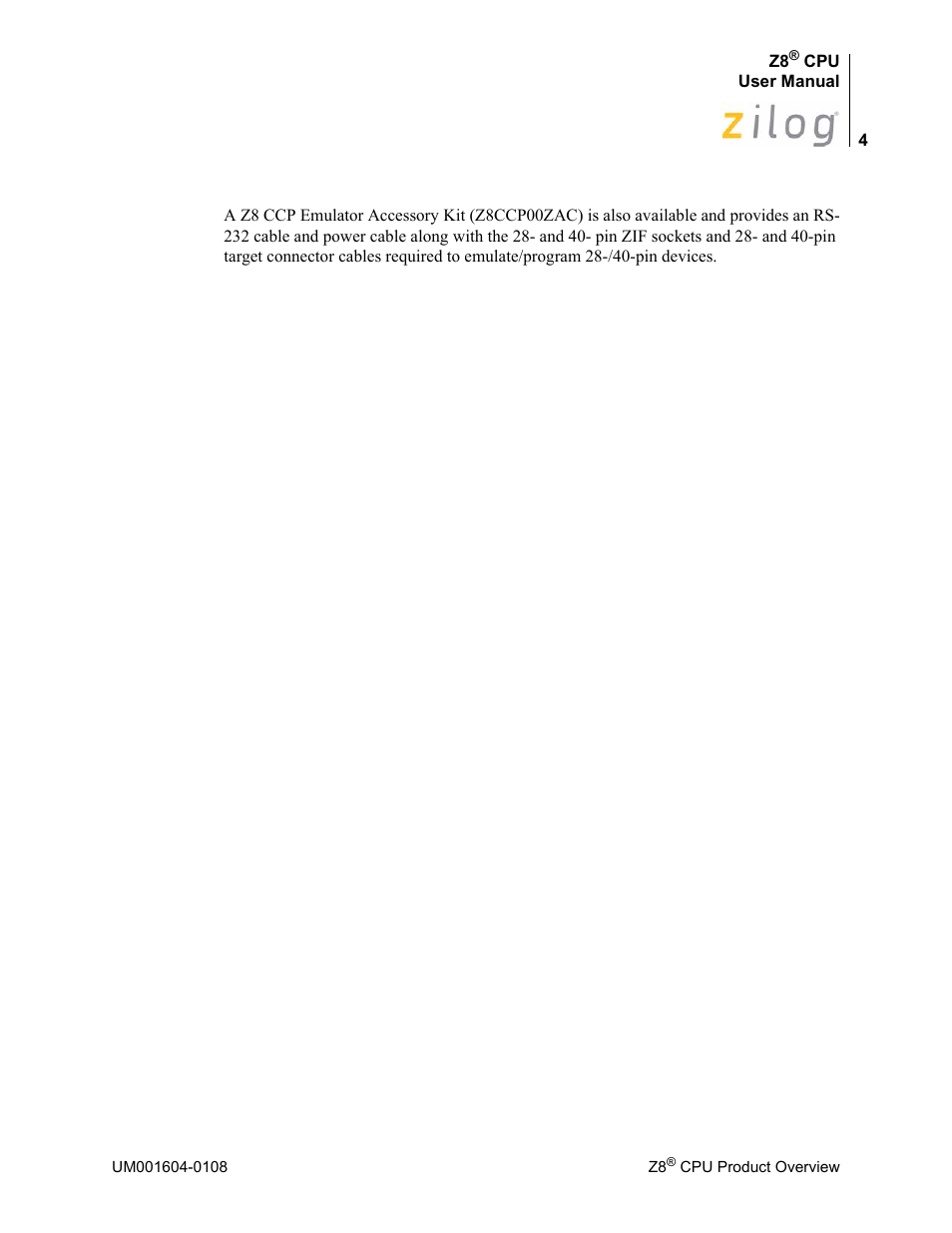 Zilog Z86193 User Manual | Page 11 / 260
