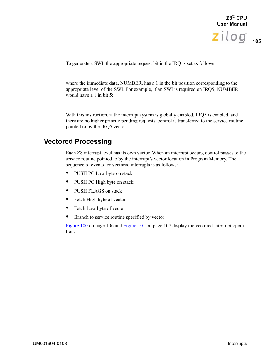 Vectored processing | Zilog Z86193 User Manual | Page 112 / 260
