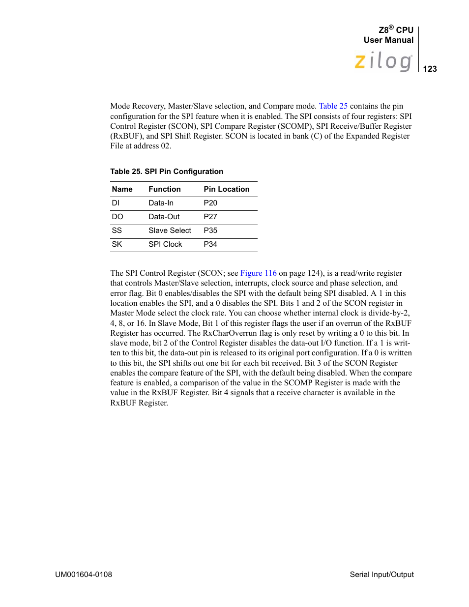 Zilog Z86193 User Manual | Page 130 / 260