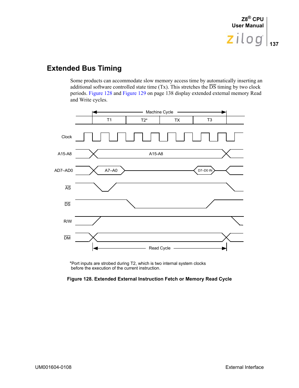 Extended bus timing | Zilog Z86193 User Manual | Page 144 / 260