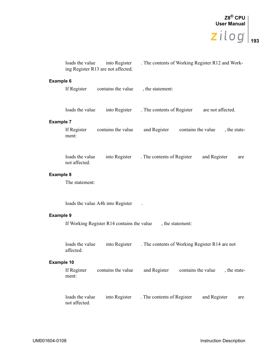Zilog Z86193 User Manual | Page 200 / 260