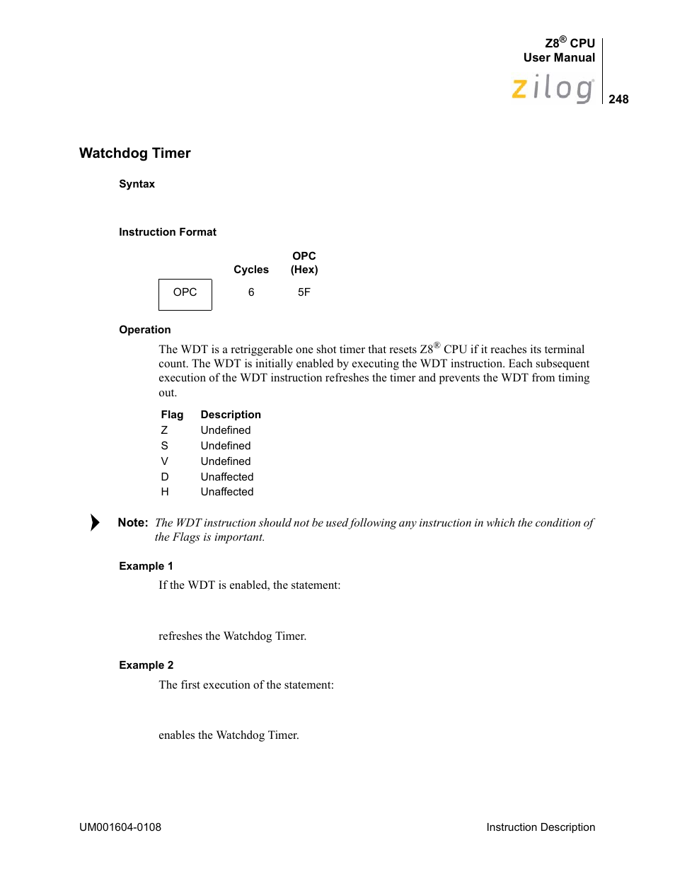 Watchdog timer | Zilog Z86193 User Manual | Page 255 / 260