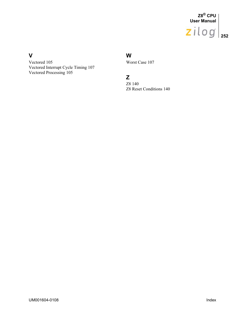 Zilog Z86193 User Manual | Page 259 / 260