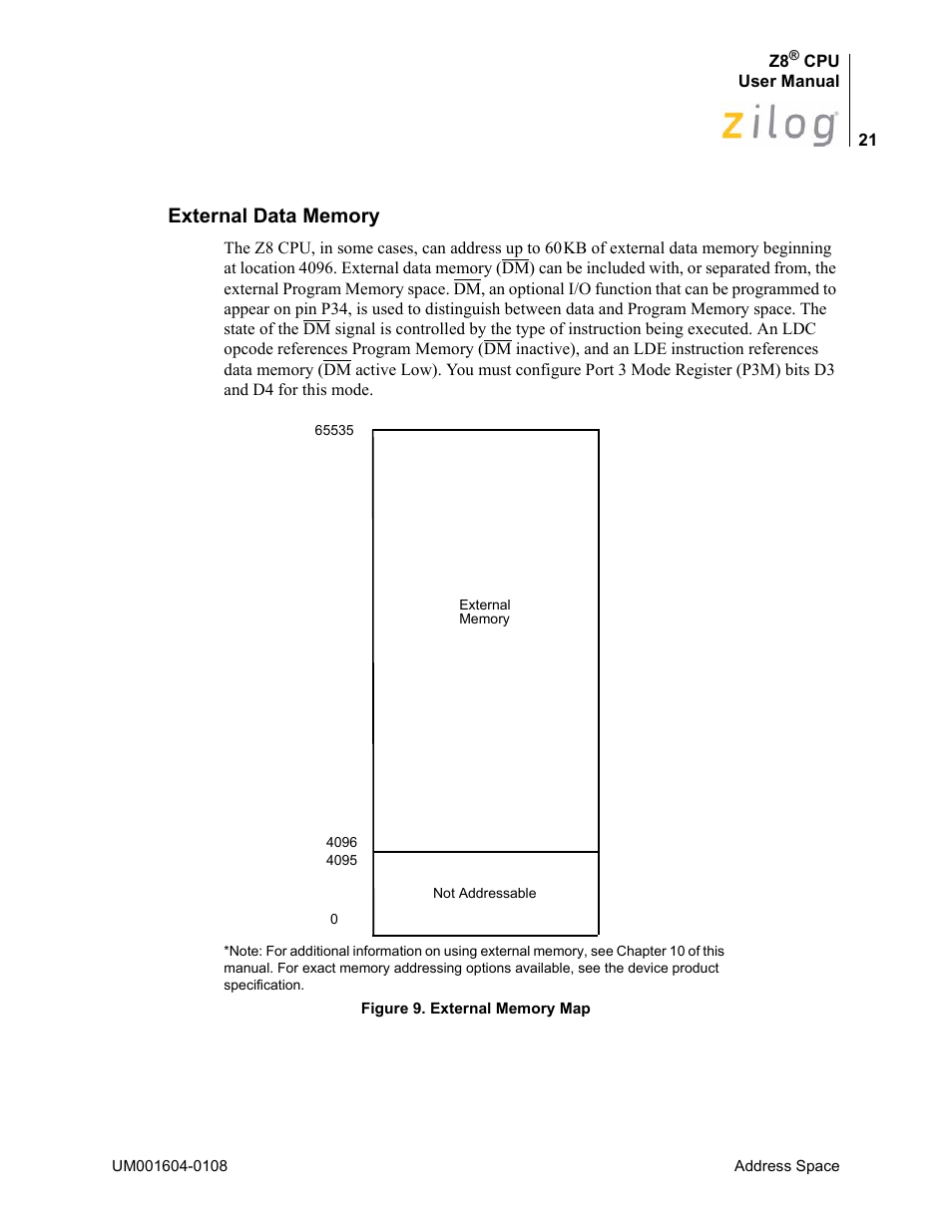 External data memory | Zilog Z86193 User Manual | Page 28 / 260