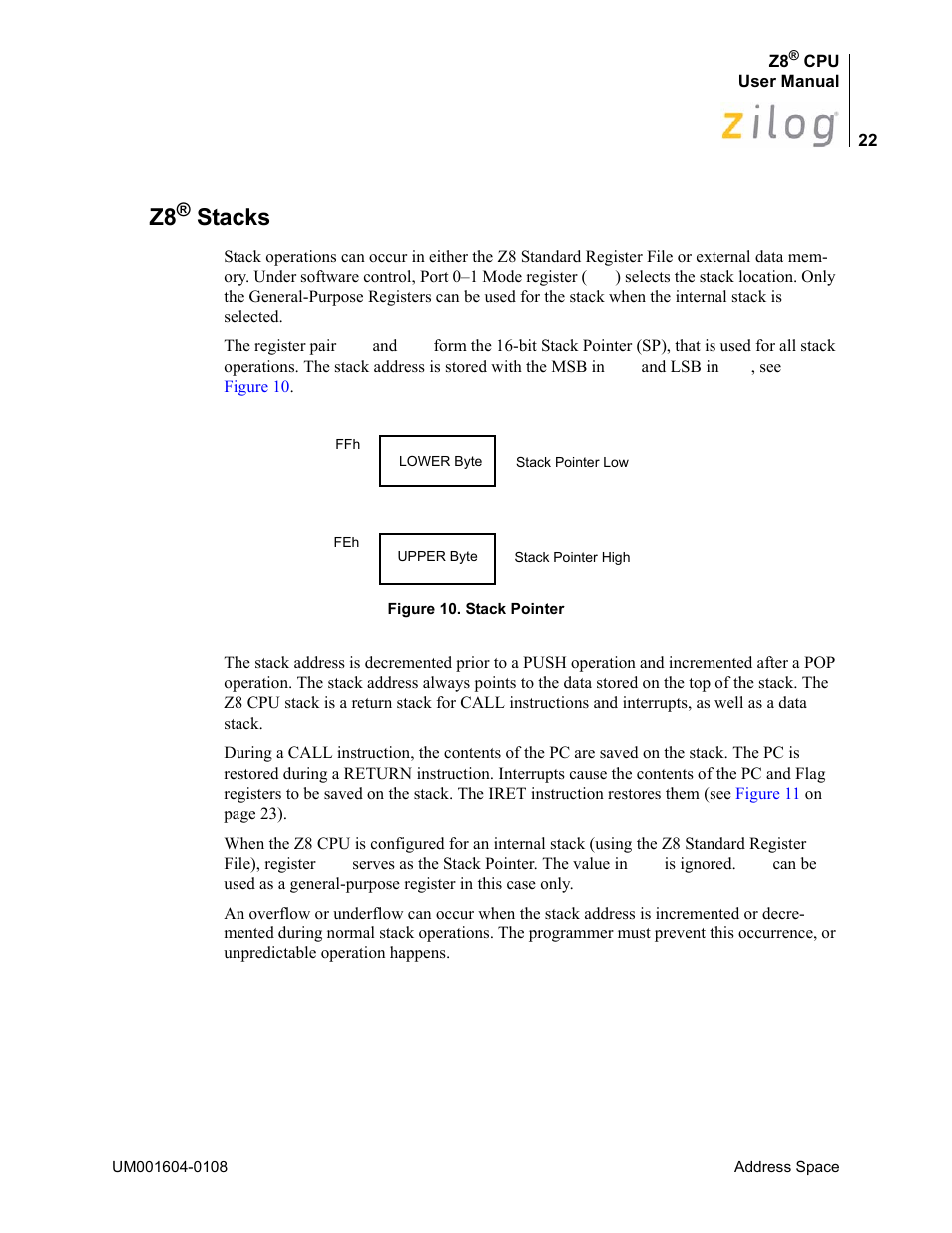 Z8® stacks, Stacks | Zilog Z86193 User Manual | Page 29 / 260